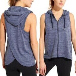 Athleta Heathered Blue Blissful Hooded Vest Size XXS